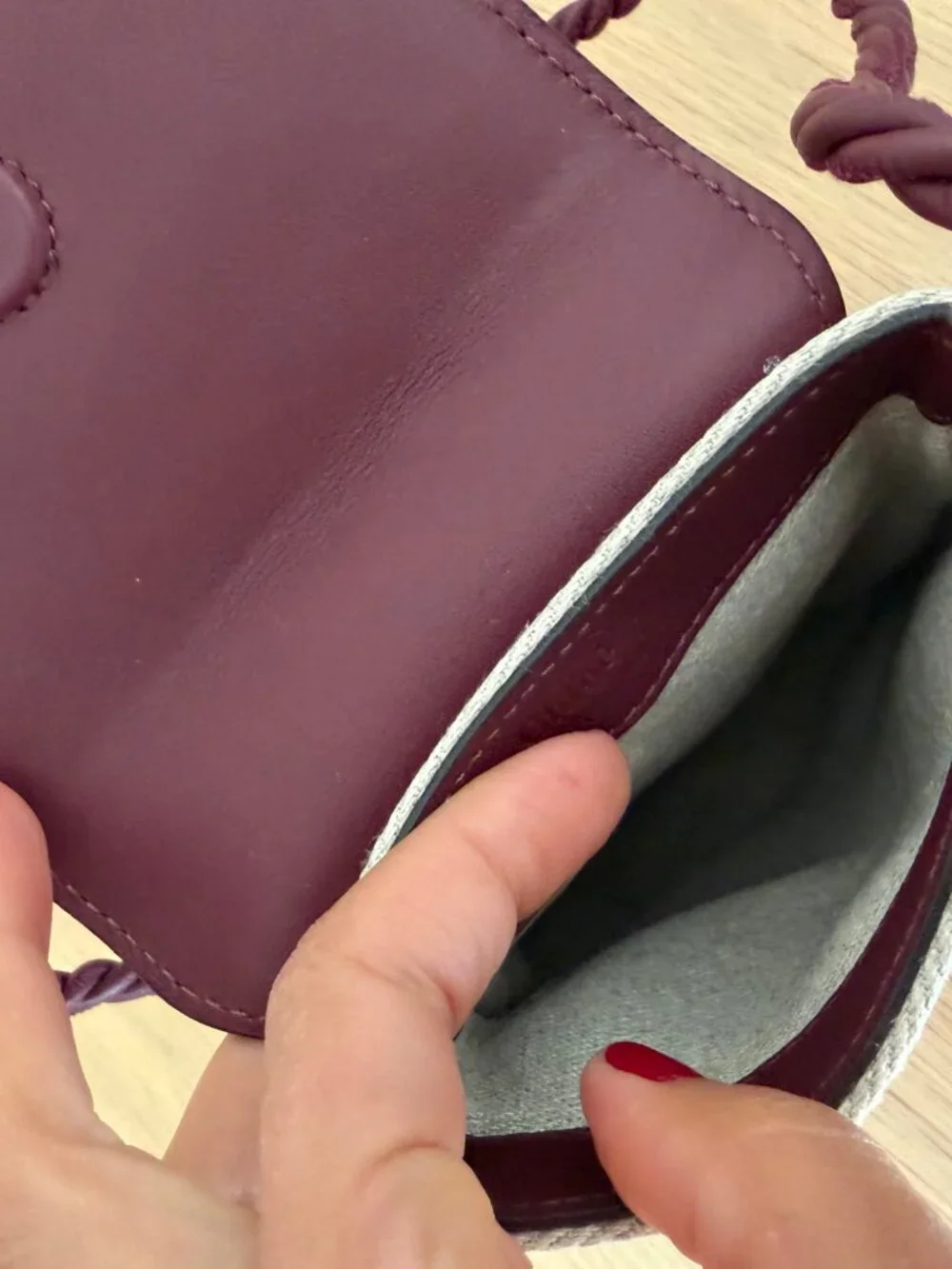 Chloe Key Phone Pouch Crossbody - Ivory/Burgundy